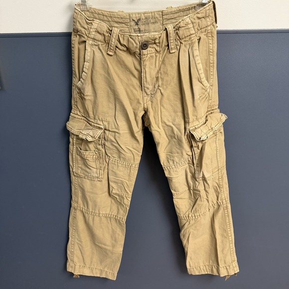 American Eagle Outfitters Other - Y2K American Eagle Men's Khaki Cargo Pocket Pants Size 28/30 Grunge Utility